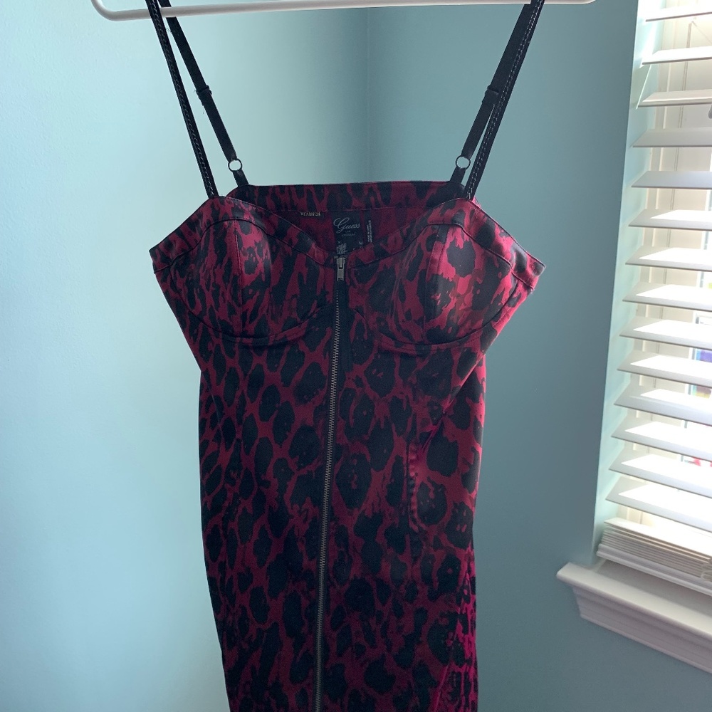 Guess snake skin print body con dress